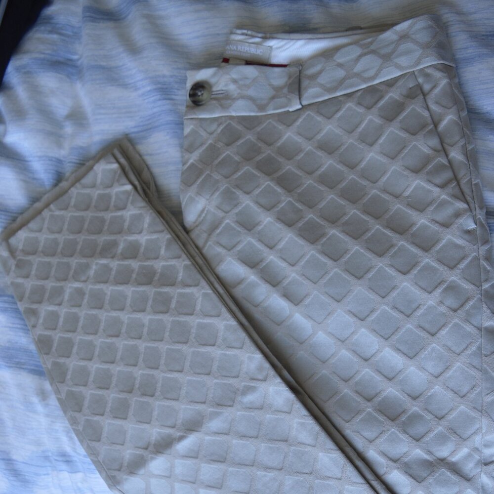 Banana Republic Camden Pant, Size 2, Ankle/Crop Patterned Khaki